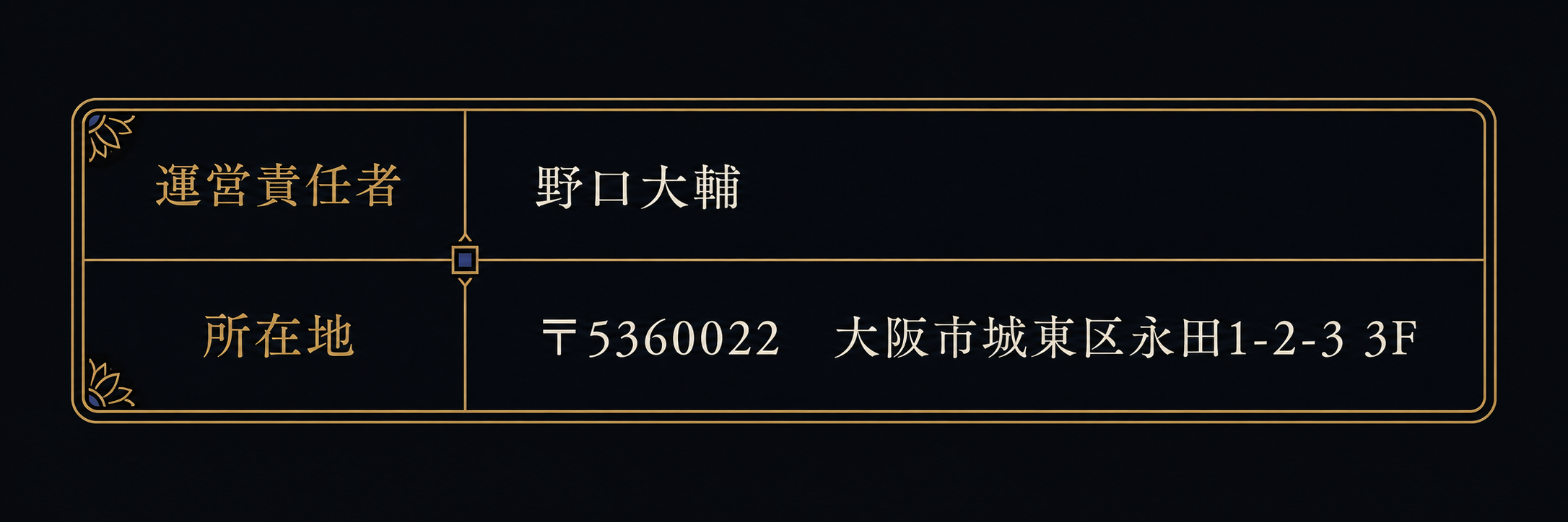 運営責任者および所在地
